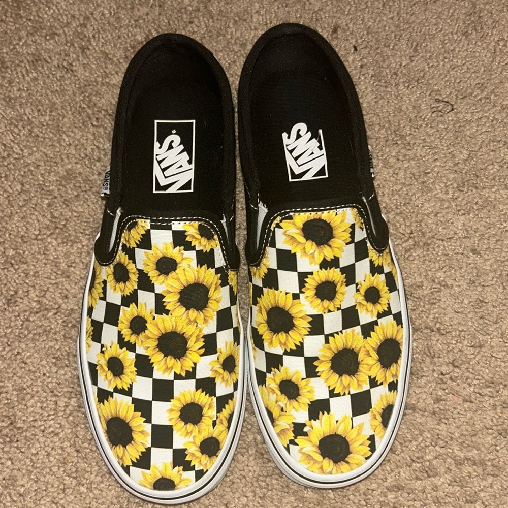 DISCONTINUED Sunflower Slip On Checkered Vans